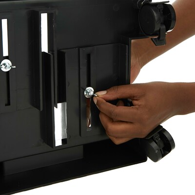 Mind Reader Small CPU Holder with Wheels, Adjustable Width Mobile Stand, Lockable Wheels, Black (TCPU-BLK)