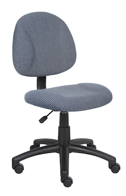 Photo 1 of Boss Deluxe Posture Armless Swivel Task Office Chair, Blue
