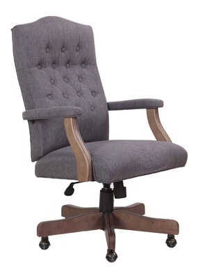 Photo 1 of Boss Executive Commercial Grade Linen Chair With Driftwood Finish Frame, Slate Grey  (B905DW-G)