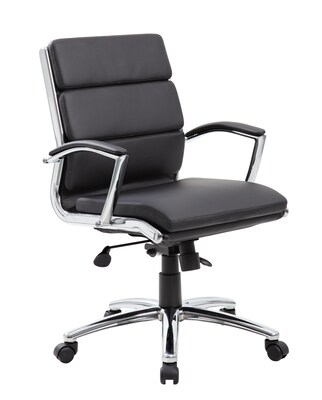 Boss CaresoftPlus Executive Series High Back Executive Chair with Metal Chrome Finish, Black (B9476-BK)