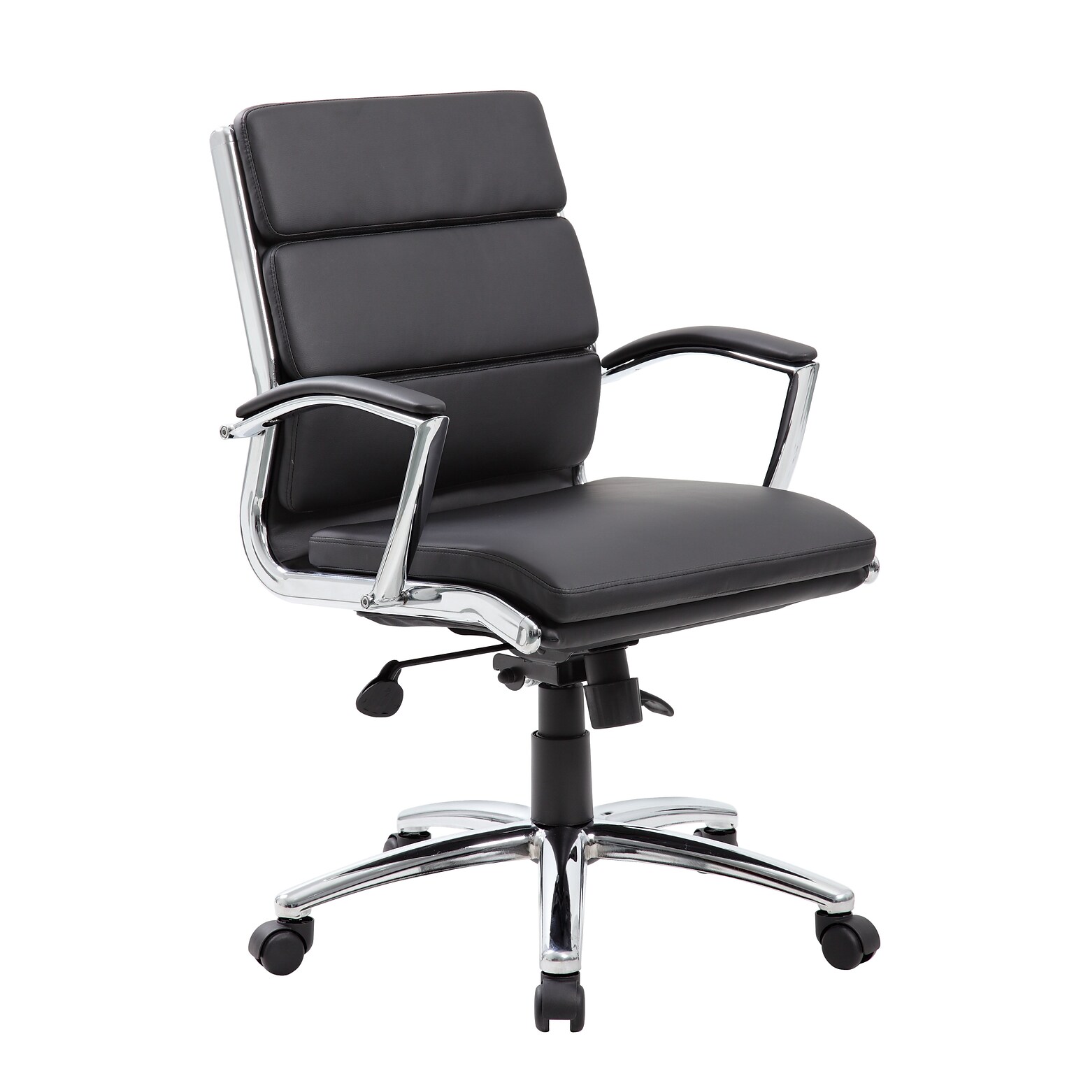 Boss CaresoftPlus Executive Series High Back Executive Chair with Metal Chrome Finish, Black (B9476-BK)