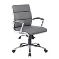 BOSS® Caresoft Plus Executive Series Mid Back Executive Chair with Metal Chrome Finish, Grey (B9476-GY)