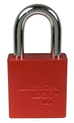 American Lock® Rectangular Padlocks, 5 Pin, Aluminum, Red, Keyed Different (A1106RED)
