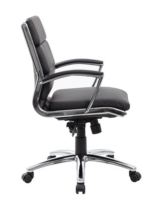 Boss CaresoftPlus Executive Series High Back Executive Chair with Metal Chrome Finish, Black (B9476-BK)