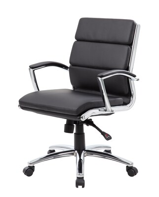 Boss CaresoftPlus Executive Series High Back Executive Chair with Metal Chrome Finish, Black (B9476-BK)