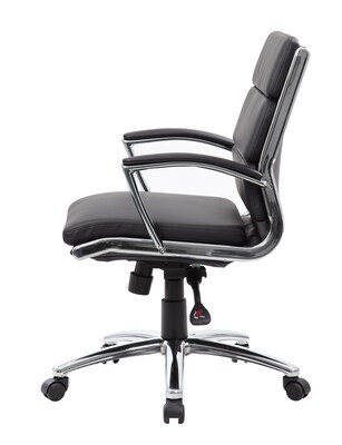 Boss CaresoftPlus Executive Series High Back Executive Chair with Metal Chrome Finish, Black (B9476-BK)