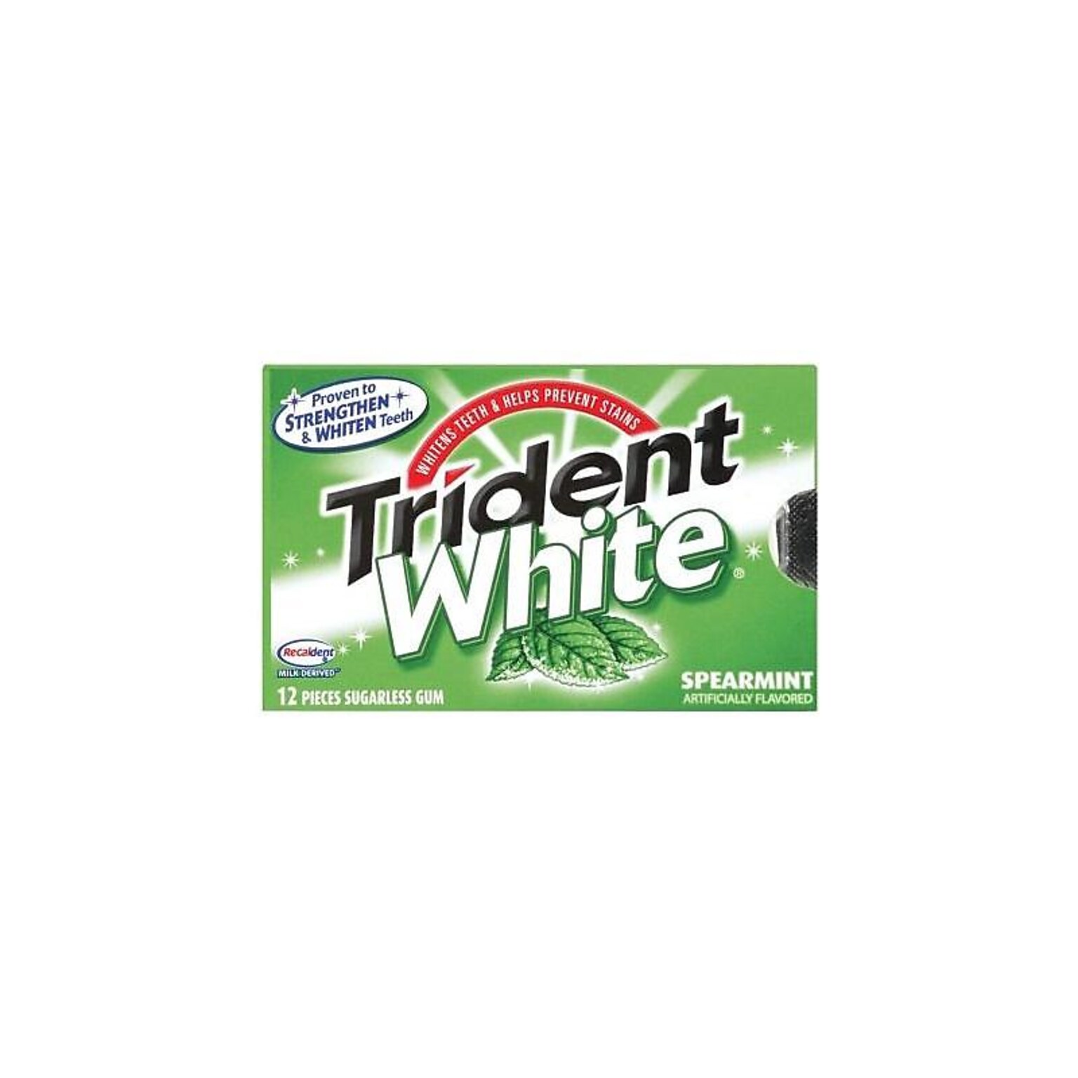 Trident White Sugar Free White Spearmint Gum, 16 Pieces/Pack, 9/Packs (VAM05125)