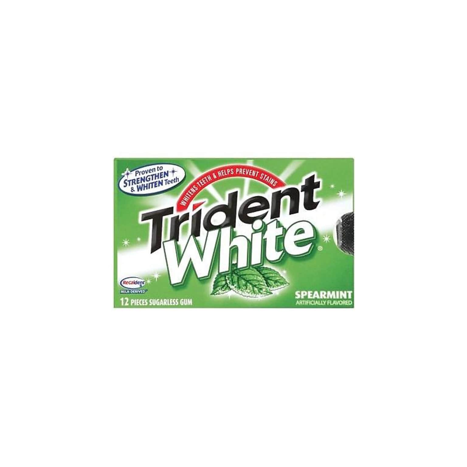 Trident White Sugar Free White spearmint Gum, 16 Pieces/Pack, 9/Box (AMC67610)