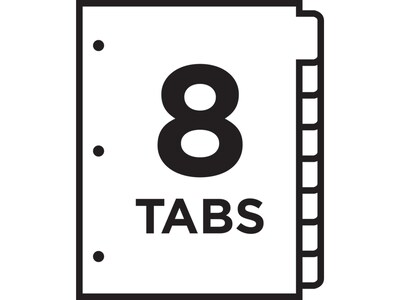 Avery Ready Index Table of Contents Pre-Printed Numeric Paper Divider, 8 Tabs, Multicolor, 6 Sets (11186)