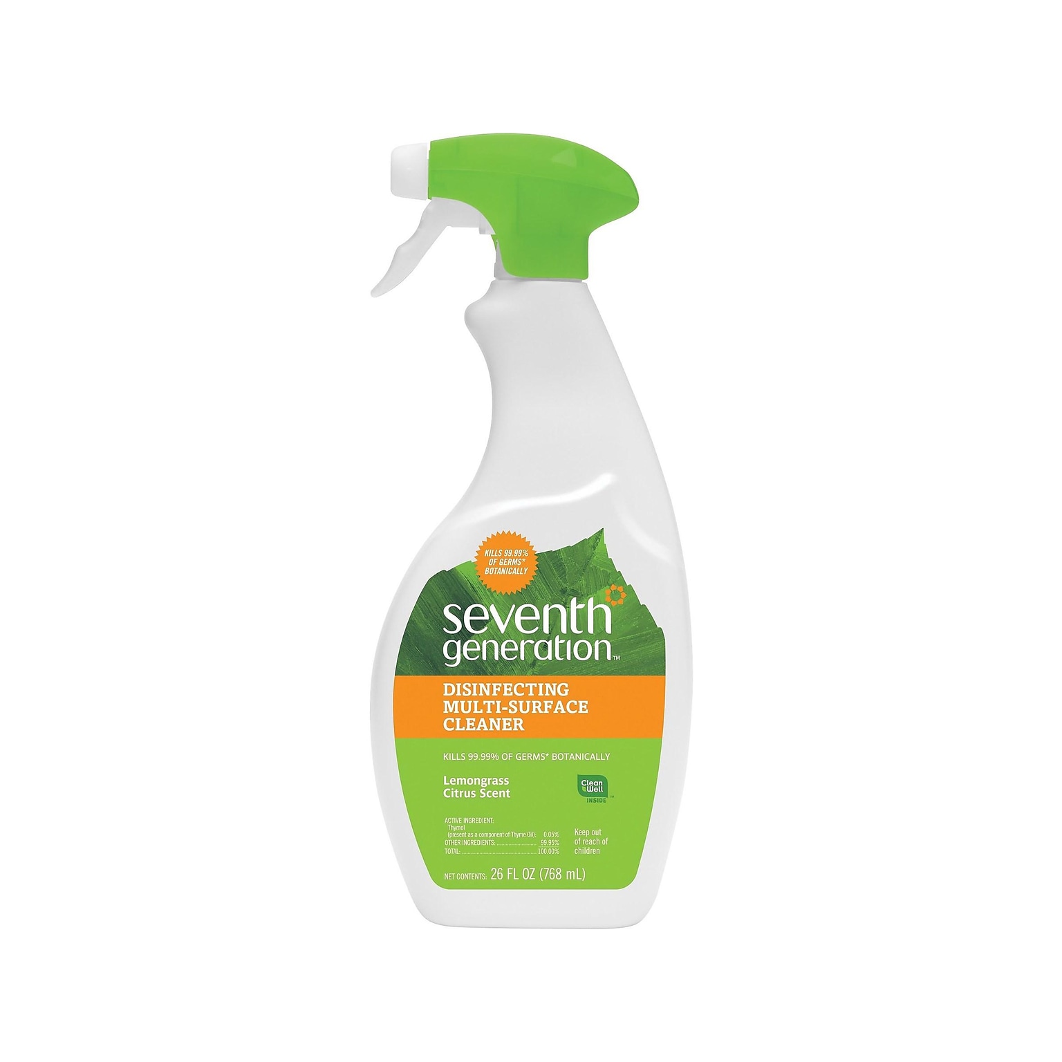 Seventh Generation Disinfectant All-Purpose Cleaner, Lemongrass Citrus, 26 Oz. (22810)