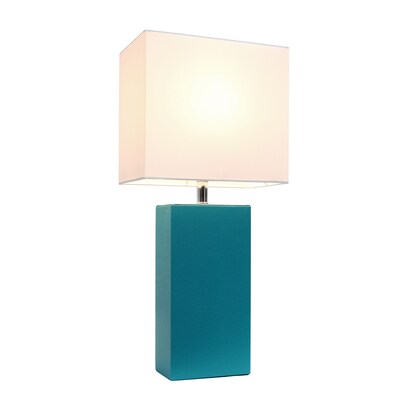 Elegant Designs Incandescent Leather Table Lamp, Teal (LT1025-TEL)