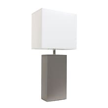 Elegant Designs Incandescent Leather Table Lamp, Gray (LT1025-GRY)