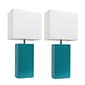 Elegant Designs Incandescent Leather Table Lamp Set, Teal (LC2000-TEL-2PK)