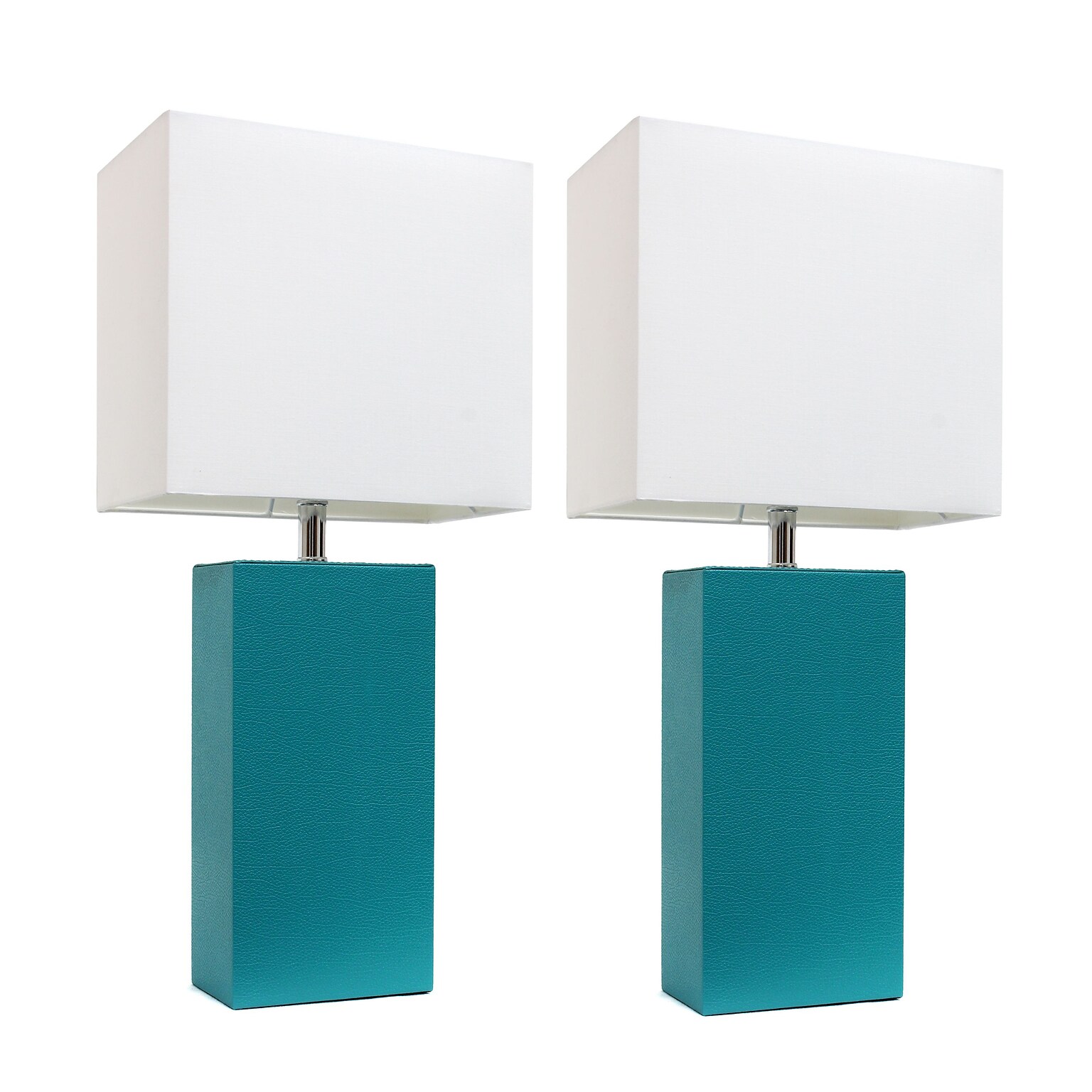 Elegant Designs Incandescent Leather Table Lamp Set, Teal (LC2000-TEL-2PK)