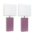 Elegant Designs Incandescent Leather Table Lamp Set, Purple (LC2000-PRP-2PK)