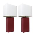 Elegant Designs Incandescent Leather Table Lamp Set, Red (LC2000-RED-2PK)