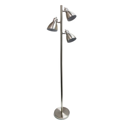 Simple Designs Incandescent Floor Lamp, Brushed Nickel (LF2007-BSN)