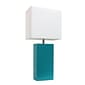 Elegant Designs Incandescent Leather Table Lamp, Teal (LT1025-TEL)