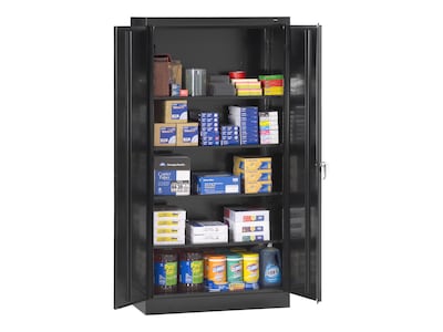 Tennsco Standard 72H Steel Storage Cabinet with 4 Shelves, Black (7218-BLK)