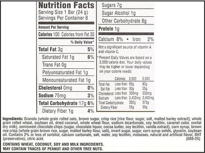 Quaker Chewy Chocolate Chip Granola Bar, 0.84 oz., 8 Bars/Box (QUA31182)