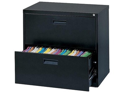 MBI 2-Drawer Lateral File Cabinet, Locking, Letter/Legal, Black, 30 (M202LBLK)