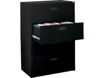 MBI 4-Drawer Lateral File Cabinet, Locking, Letter/Legal, Black, 36 (M304LBLK)