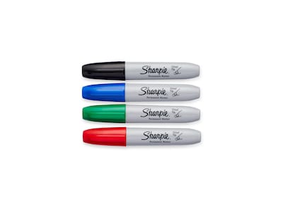 Sharpie Permanent Markers, Chisel Tip, Black, 4/Pack (38264