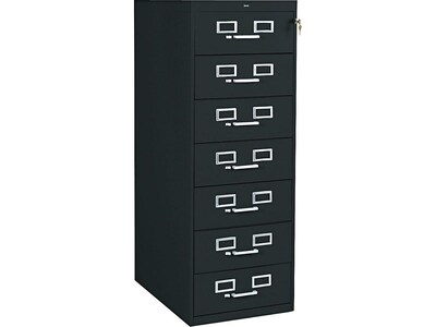 Tennsco 7-Drawer Vertical File Cabinet, Locking, Specialty, Black, 28 (CF-846-BLK)