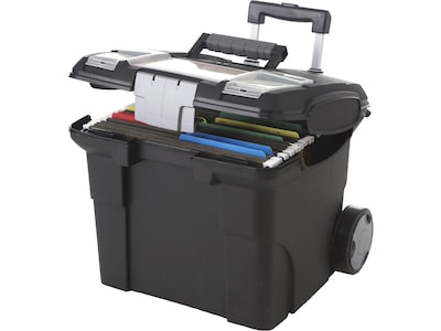 Storex Premium Plastic/Poly Mobile File Cart, Black (61507B01C)