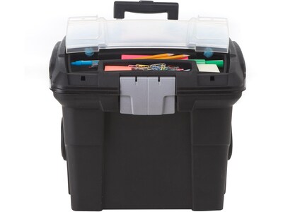 Storex Premium Plastic/Poly Mobile File Cart, Black (61507B01C)