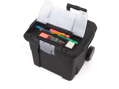 Storex Premium Plastic/Poly Mobile File Cart, Black (61507B01C)