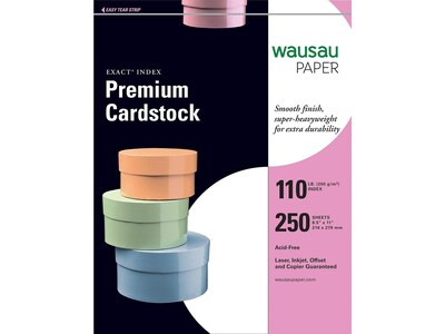 Exact Index Index 110 lb. Cardstock Paper, 8.5 x 11, White, 250  Sheets/Pack (40508 / 48508)