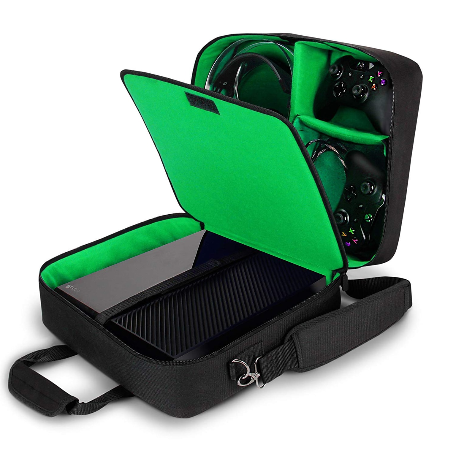 USA Gear S13 Xbox One / Xbox One X Travel Carrying Case, Green (GRSLS13100GNEW_DS)