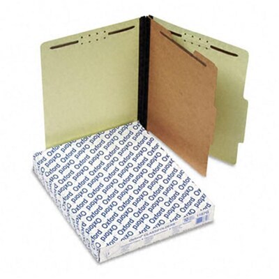 Pendaflex Pressboard Classification Folders, Letter Size, Four-Section, Light Green, 10/Box