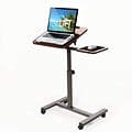 AIRLIFT Tilting Sit-Stand Computer Desk Cart with Mouse Pad Table, Height-Adjustable from 27.5 to 40 H, Walnut
