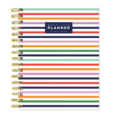 July 2019 - June 2020 TF Publishing 8.25 x 9 Preppy Daily Weekly Monthly Luxe Planner, Stripe Best Life (20-5213a)