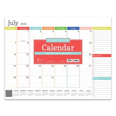 July 2019 - June 2020 TF Publishing 22 x 17 Large Desk Pad Monthly Calendar, Rainbow Blocks  (20-8018a)