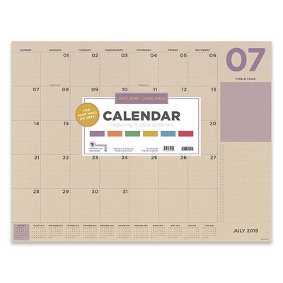 July 2019 - June 2020 TF Publishing 22 x 17 Large Desk Pad Monthly Calendar, Kraft Numeric (20-8215a)