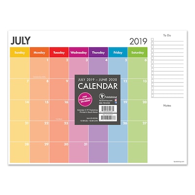 July 2019 - June 2020 TF Publishing 12 x 9 Mini Desk Pad Calendar, Rainbow Stripe (20-8518a)