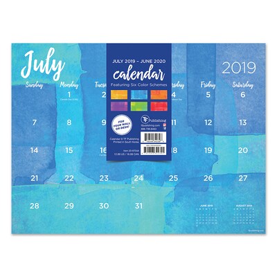 July 2019 - June 2020 TF Publishing 12 x 9 Mini Desk Pad Calendar, Watercolor (20-8704a)