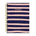 July 2019 - June 2020 TF Publishing 6.5 x 8 Medium Daily Weekly Monthly Planner, Navy & Pink Stripes (20-9213a)