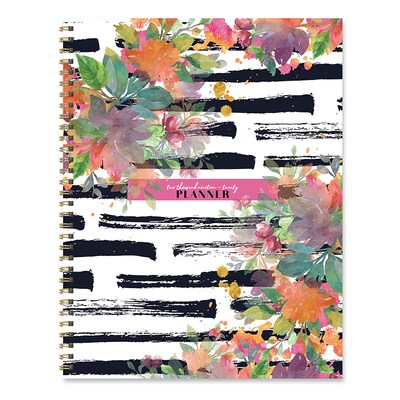 July 2019 - June 2020 TF Publishing 9 x 11 Large Daily Weekly Monthly Planner, Striped Floral  (20-9599a)