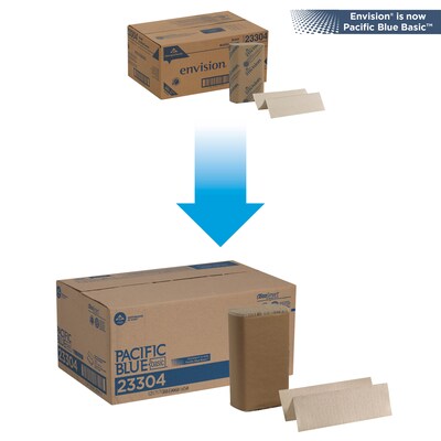 Pacific Blue Basic Recycled Multifold Paper Towel, 1-Ply, 250 Sheets/Pack, 16 Packs/Carton (23304)