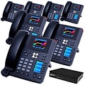 XBLUE QB Advanced QB1007 IP Phone System Bundle, Black, 7 Phone Bundle