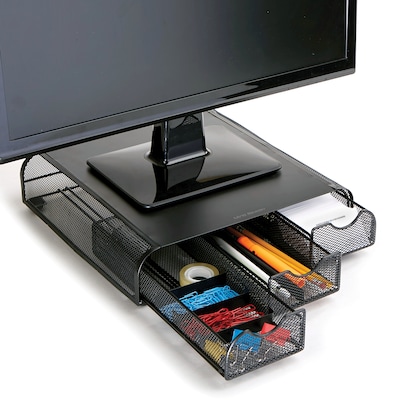 Mind Reader PC, Laptop, IMAC Monitor Stand and Desk Organizer, Black Metal Mesh (MONMESH-BLK)