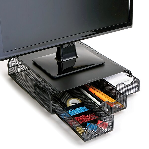 Mind Reader PC, Laptop, IMAC Monitor Stand and Desk Organizer, Black Metal Mesh (MONMESH-BLK)