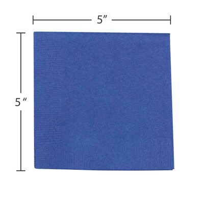 JAM Paper Beverage Napkin, 2-ply, Blue, 50 Napkins/Pack (5255620717)