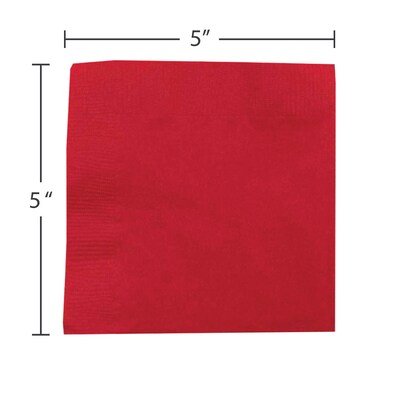 JAM Paper Small Beverage Napkins, 2-Ply, Red, 50 Napkins/Pack (5255620729)