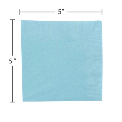 JAM Paper Beverage Napkin, 2-ply, Sea Blue, 50 Napkins/Pack (5255620711)