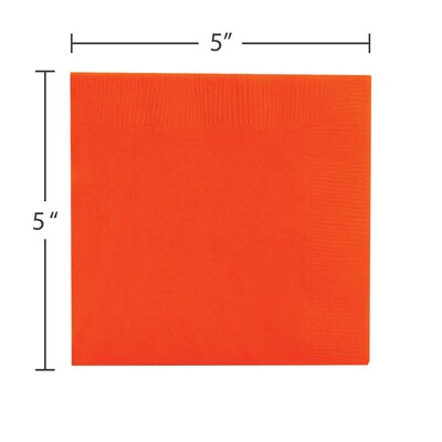 JAM Paper Beverage Napkin, 2-ply, Orange, 50 Napkins/Pack (5255620725)